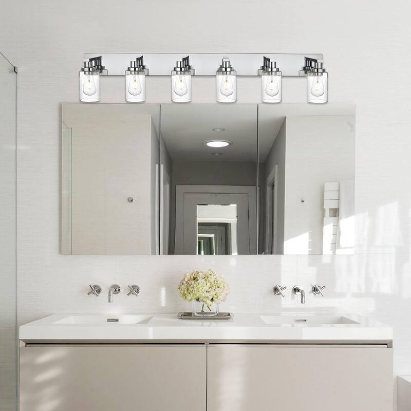 Modern Vanity Light with Seeded Glass Shade