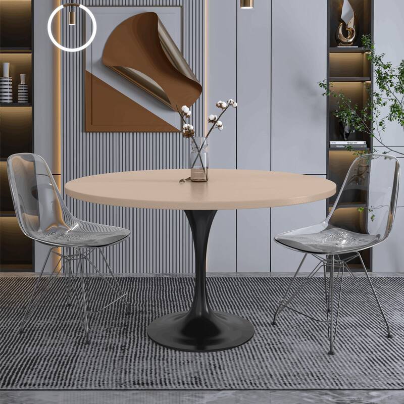 Verve 48" Round Dining Table MDF Top Black Steel Base - 47.24