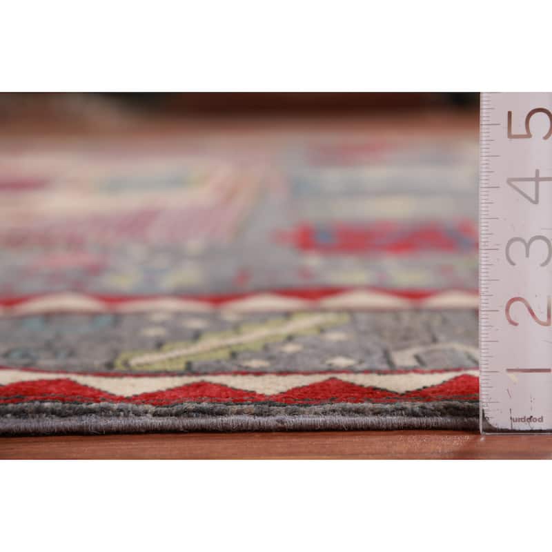Hand Knotted Oriental 100% Wool Carpet Traditional Medallion Greys & Charcoal Kazak Area Rug - 10' 0'' X 8' 1''