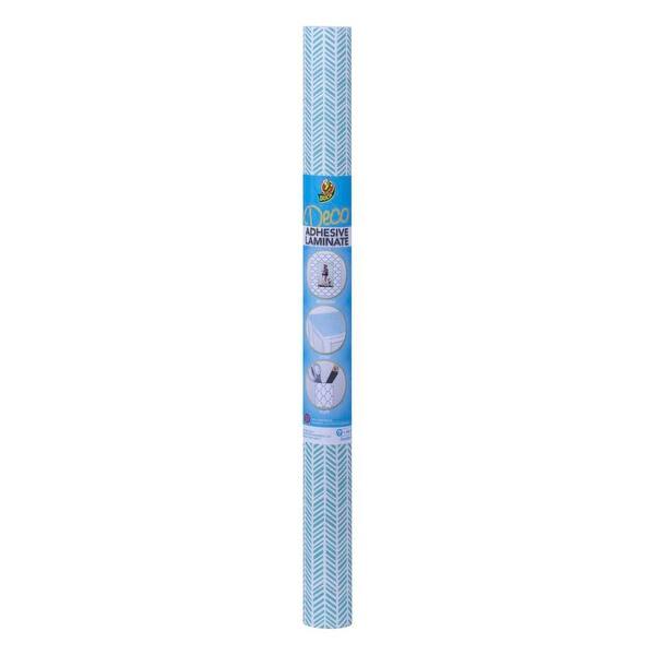 Shop Duck Deco Adhesive Laminate Shelf Liner Blue Herringbone 20 Inches X 12 Feet Overstock 19968465