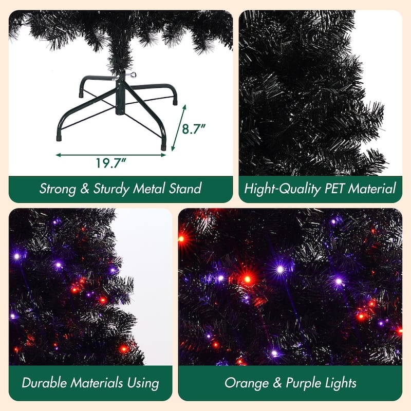 6FT Santa's Hat Shape Artificial Hinged Curved Xmax Christmas Tree with LED Light