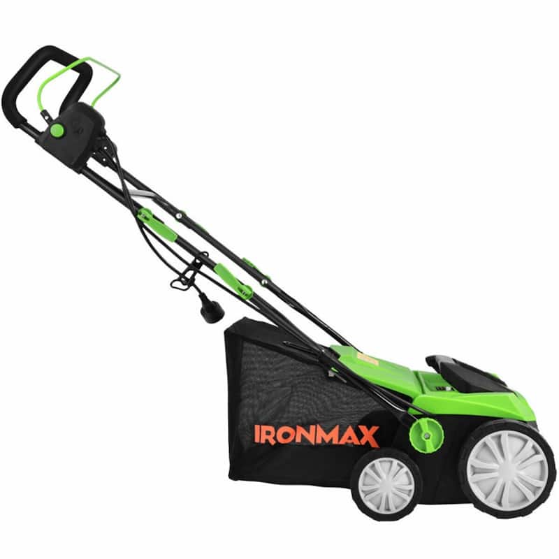 13-AMP Corded Electric Scarifier & Dethatcher 15" Cutting Width with 50L Grass Collection Bag - 49'' x 23'' x 34''