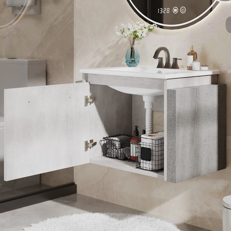 Moasis Wall Mounted Bathroom Vanity Cabinet with Ceramic Sink