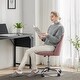 preview thumbnail 39 of 46, Armless Fabric Home Office Desk Chairs, Adjustable Height Swivel Task Vanity Chair, Task Chairs with Swivel Wheels - N/A