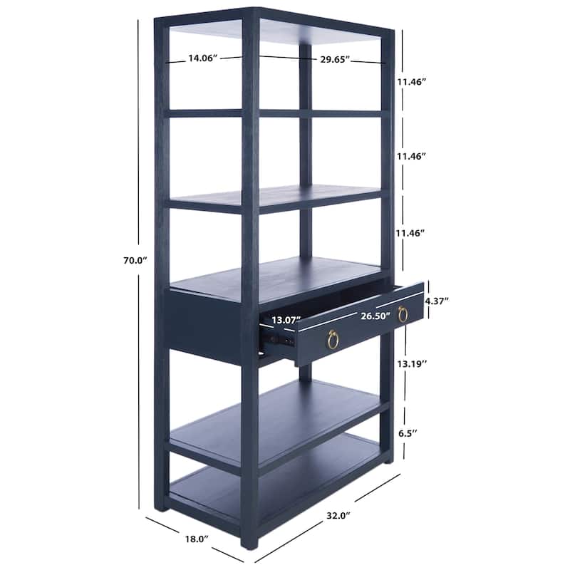 SAFAVIEH Hugborg 1-Drawer 5-Shelf Etagere Bookcase. - 32Wx18Dx70H