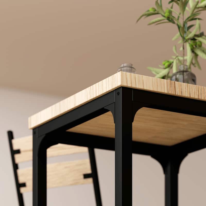 HOMCOM Rustic Country Wood Top 3 Piece Kitchen Table Dining Set with 2 Matching Chairs & Versatile Design for Small Space