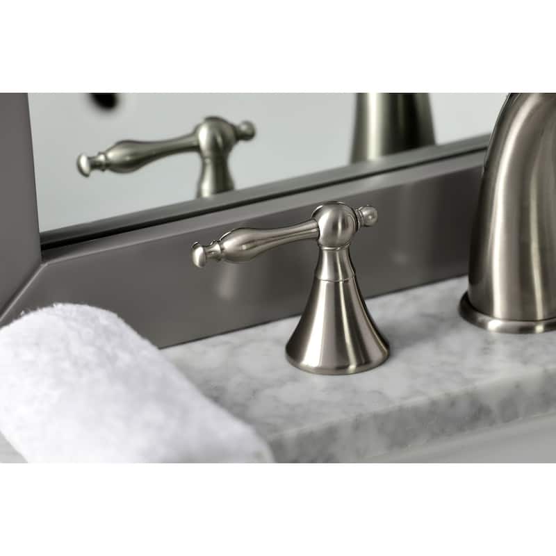 Kingston Brass Naples Deck Mount Widespread Bathroom Faucet with Brass Pop-Up