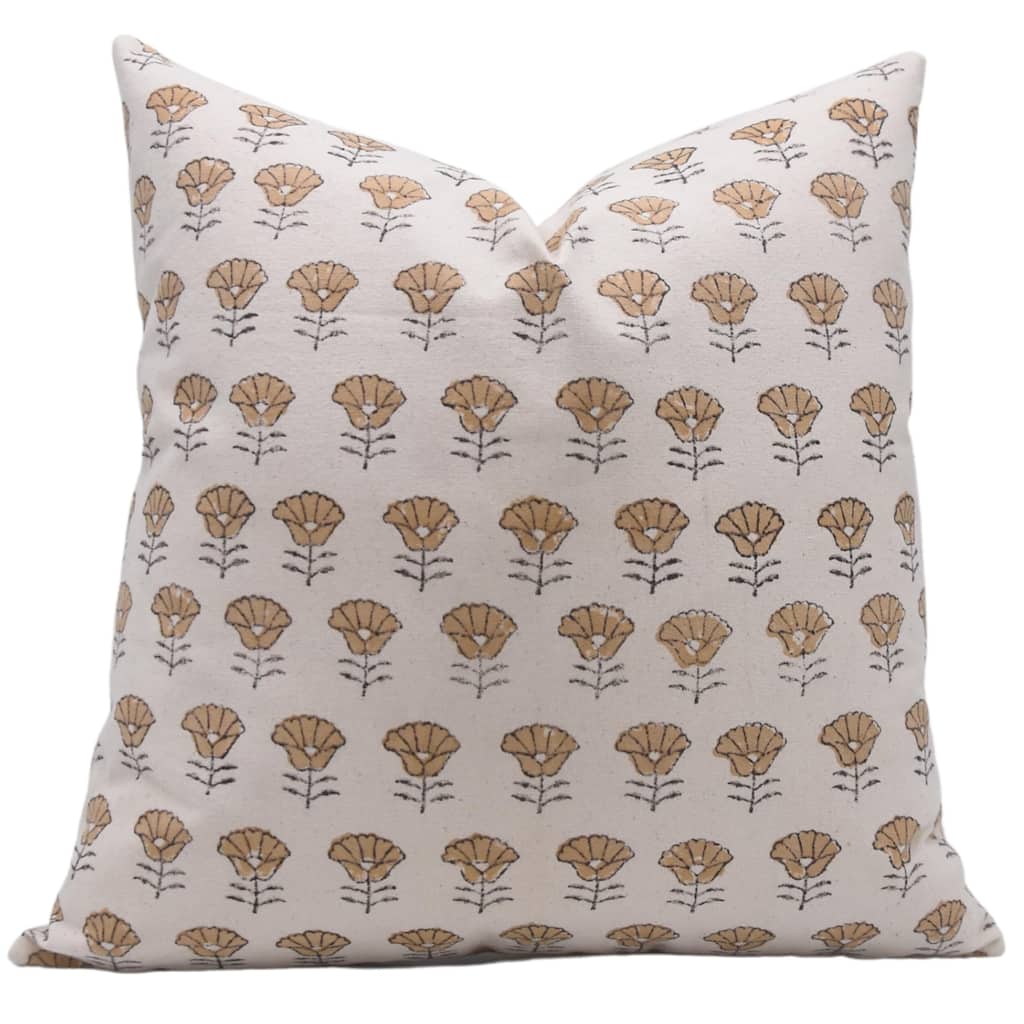 Cotton Floral Block print pillow Cover - Kohinoor