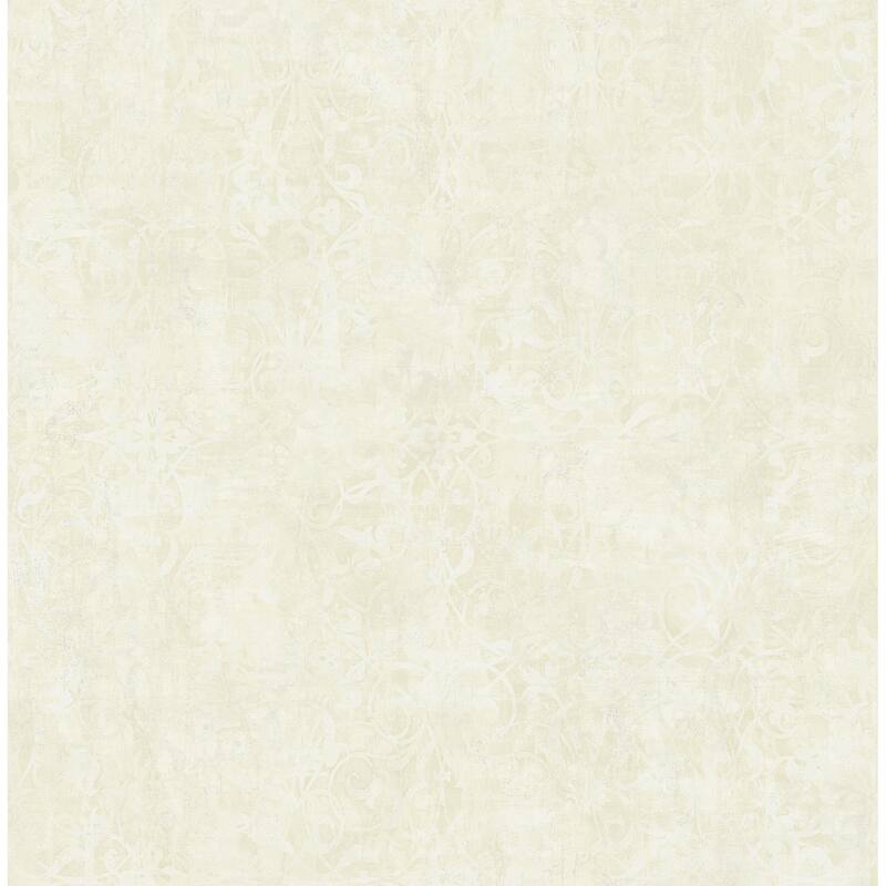 Seabrook Designs Brilliant Rustic Scroll Unpasted Wallpaper - 20.5 in. W x 33 ft. L - Metallic Gold and Off-White