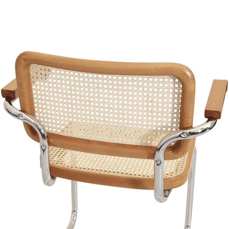 Breuer Chair Company Marcel Breuer Cesca Cane Cantilever Armchair Arm Chair w/ Chrome Steel Frame (Various Wood & Cane Colors)