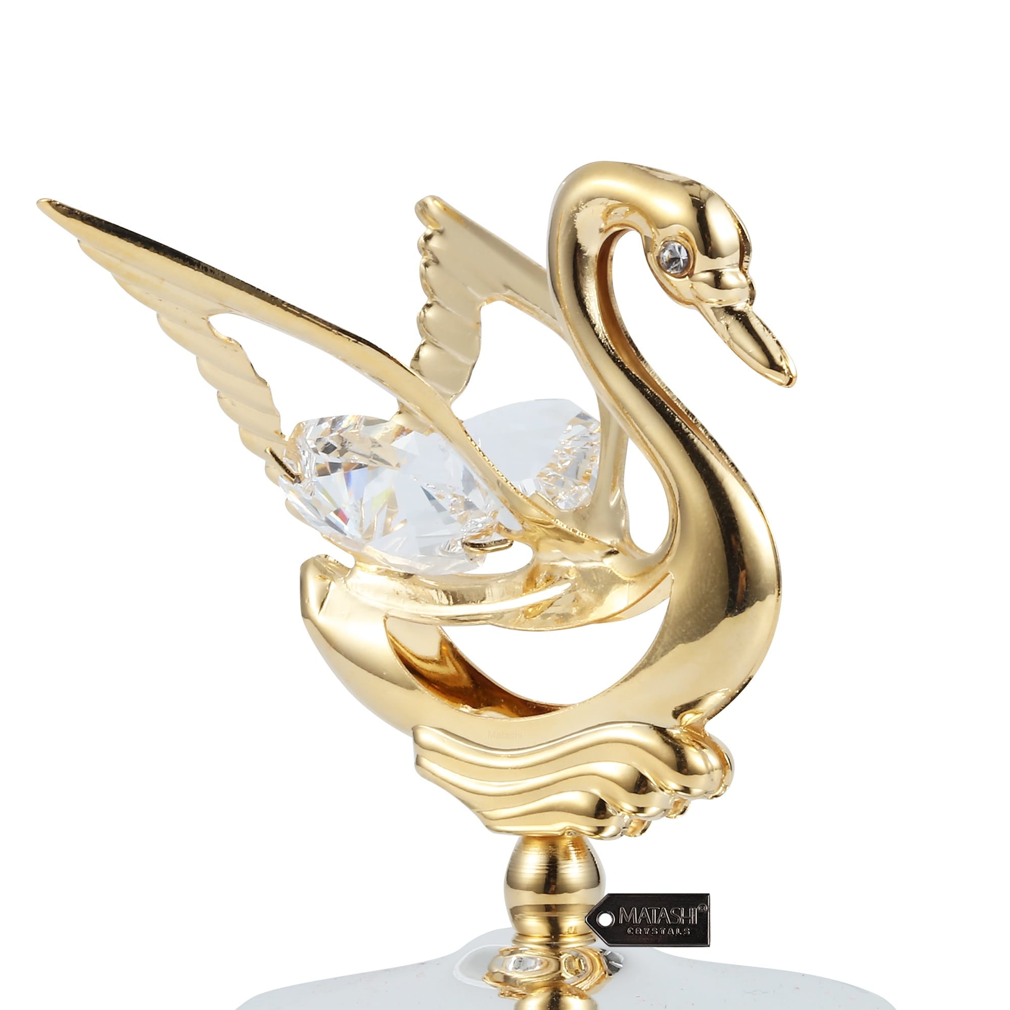 Matashi Home Decorative Showpiece 24k Gold Plated Music Box With Crystal Studded Swan Figurine Overstock 30264351
