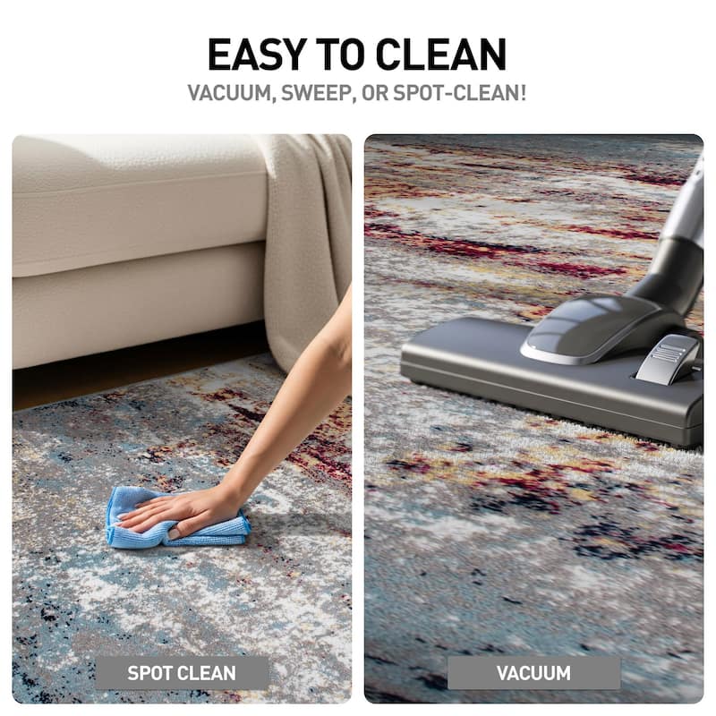 World Rug Gallery Distressed Abstract Watercolor Area Rug