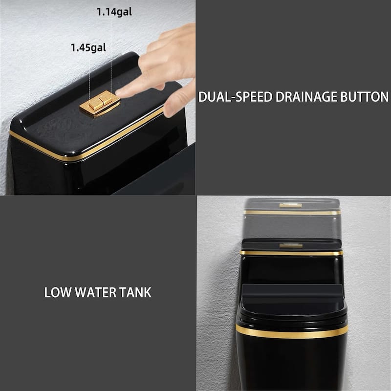 Black One Piece Toilet with Seat