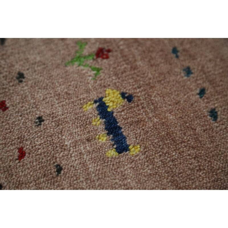 Hand Knotted Oriental 100% Wool Carpet Tribal Tribal Peach Gabbeh Area Rug - 9' 11'' X 8' 3''