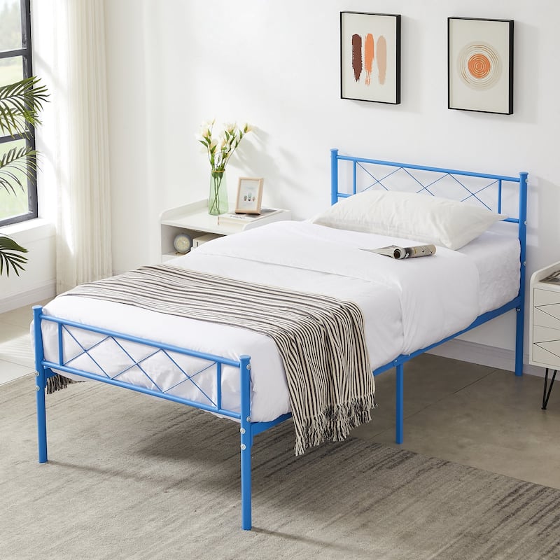 VECELO Modern Premium Metal Platform Bed Frames, Twin/Full/Queen Size Bed, Student apartment Beds