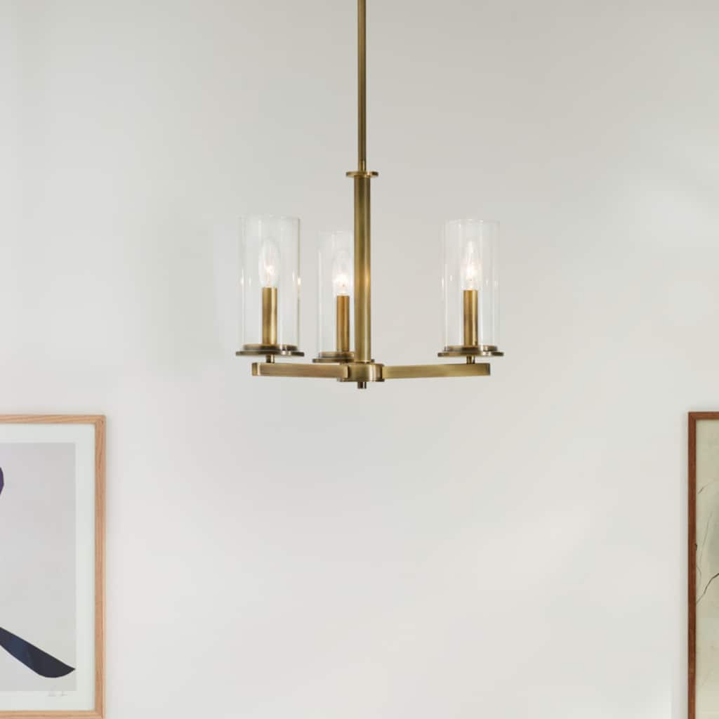 Kichler Lighting Crosby 18 in. 3-Light Natural Brass Convertible Chandelier
