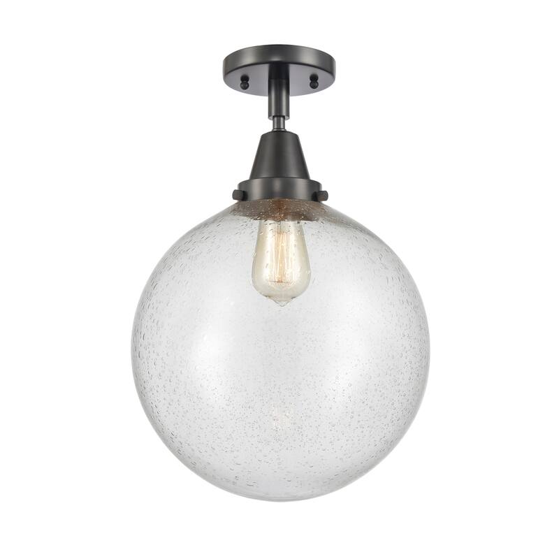 Innovations Lighting Caden Beacon - 1 Light 12" Flush Mount - Seedy/Matte Black