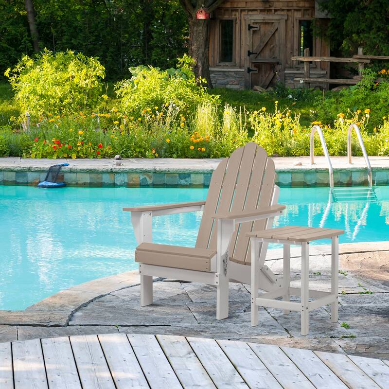 Aoodor HDPE All Weather Outdoor Side Table, Square Adirondack Patio End Table for Patio, Pool, Porch - N/A
