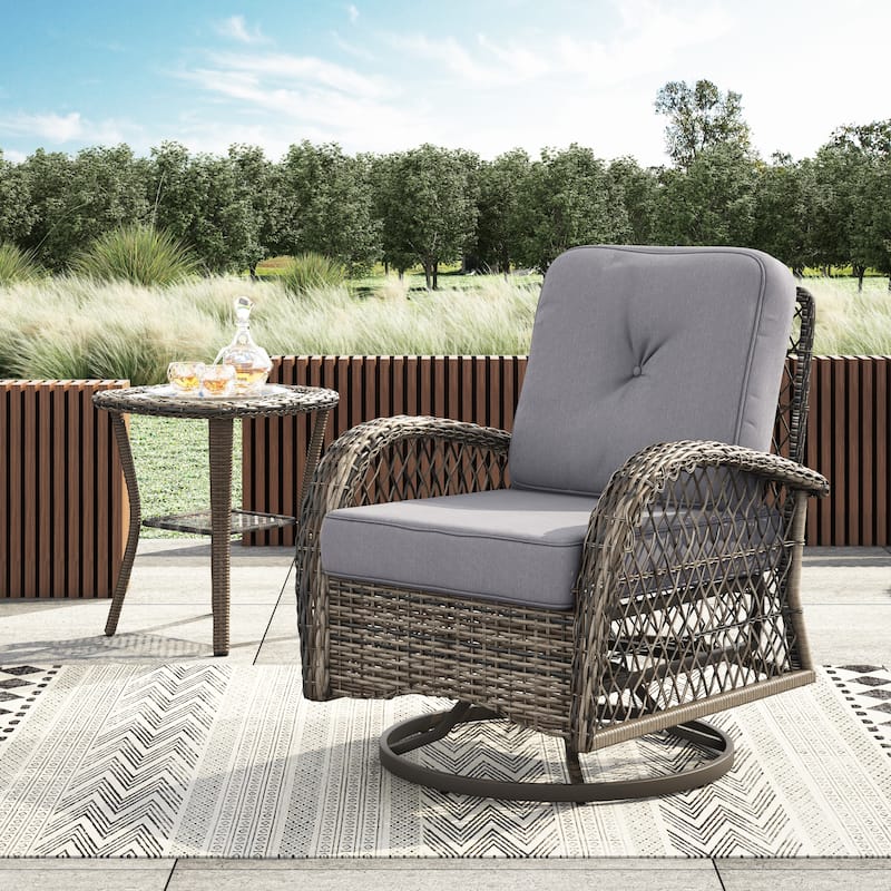 Corvus Livorno Outdoor 3-piece Steel Wicker Swivel Chat Set