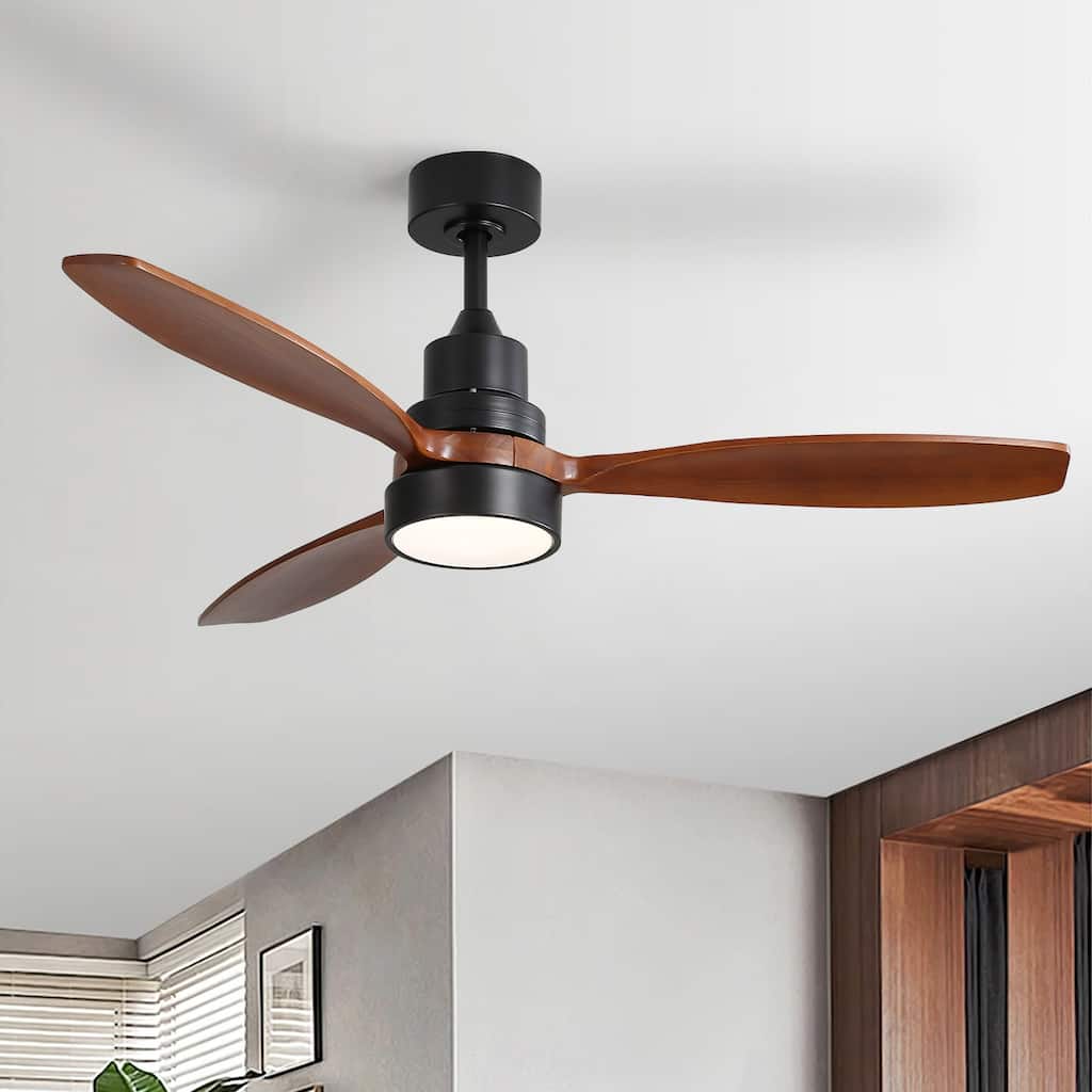 Sofucor 52-inch Solid Wood Ceiling Fan with LED Light,Remote Control Included,Reversible,Quiet and Powerful