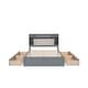 preview thumbnail 25 of 31, Queen Size Storage Platform Bed 4 Drawers Concise Design Wood Slat Support with Upholstered Headboard and Multi-Shelves
