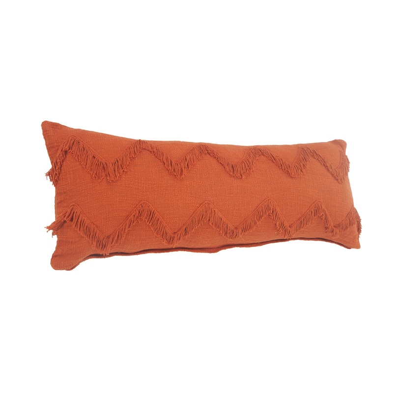 HomeRoots 14" X 36" Orange 100% Cotton Zippered Pillow