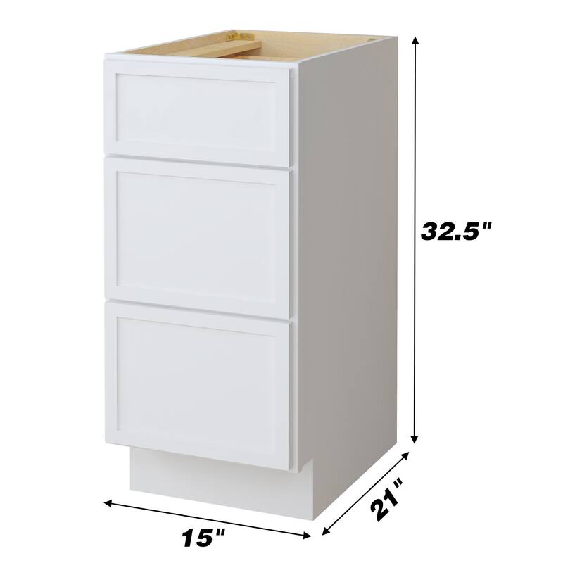 Vanity Art 15" Freestanding Single Base 3 Drawers Storage Cabinet