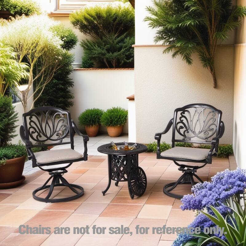 Bronze Outdoor Ice Bucket Side Table with 304 Stainless Steel Insert for Patio and Poolside - 21”Dia x 19.7”H