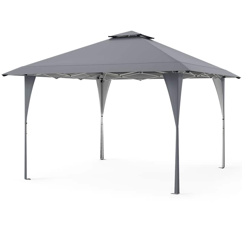 Pop up Gazebo with Portable Carrying Bag 8 Stakes and 4 Wind Ropes - Gray