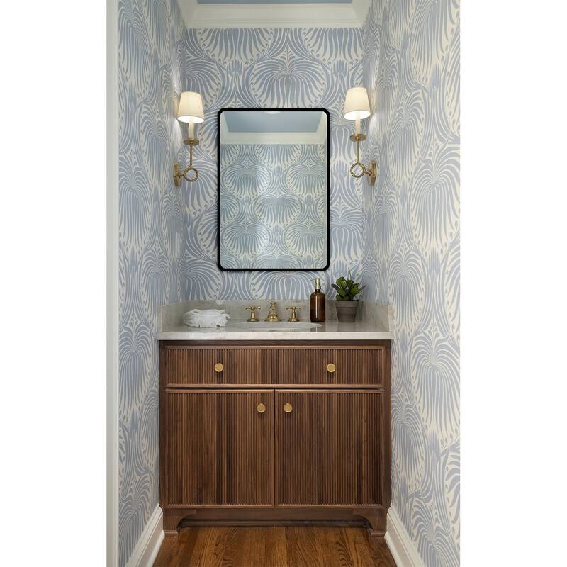 Matea Rectangle Polished Frameless Bathroom Vanity Mirror with Black Edge