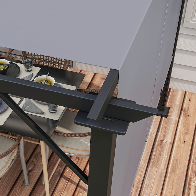 Outsunny 12ft x 10ft Outdoor Retractable Canopy Pergola Steel Frame Patio Pergola Shelter Sun Shade