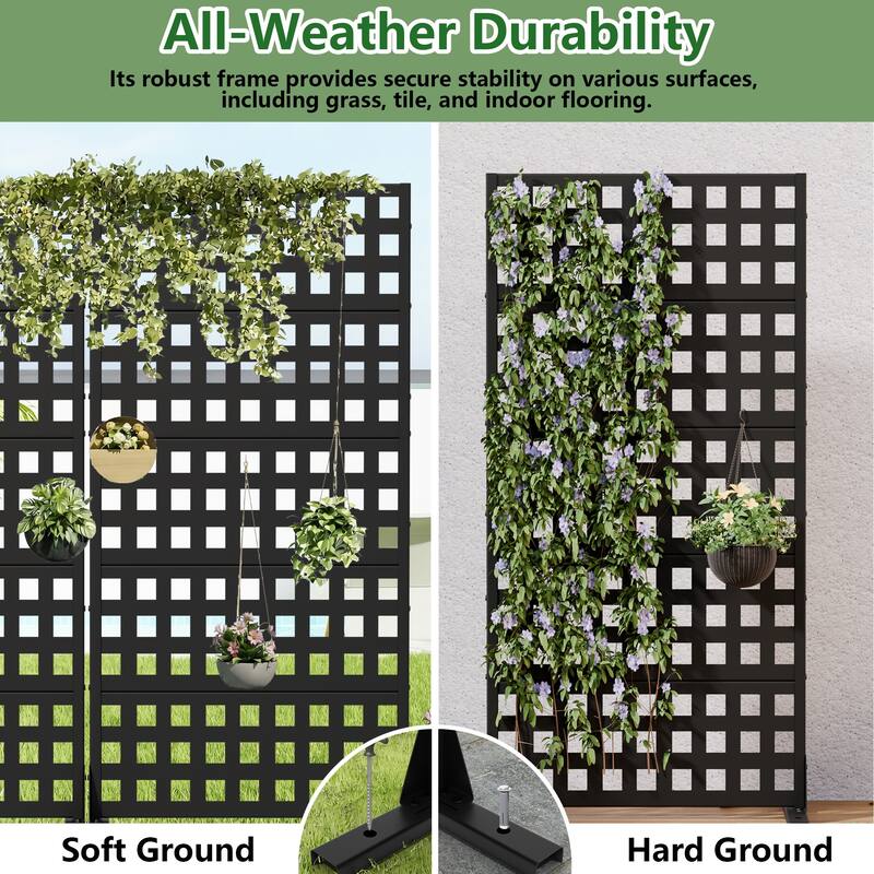 Outdoor Rectangle Privacy Screens Metal Screen Fence Panel Set of 2