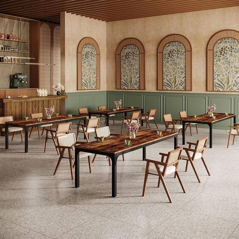 78.7" Rectangle Wood Dining Table, Long Kitchen Table for Living/Dining Room