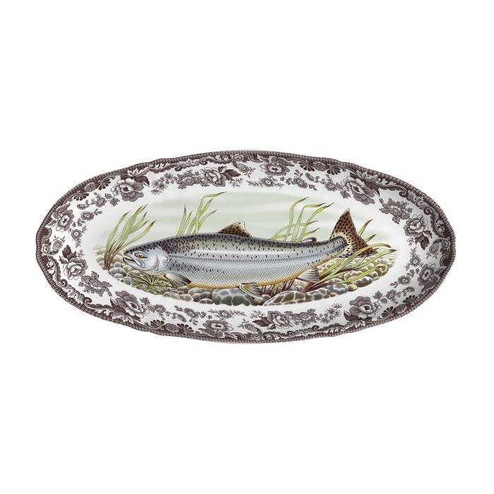 Spode Woodland Fish Platter - King Salmon - 18.5 Inch - Multi-Color - 1 Piece