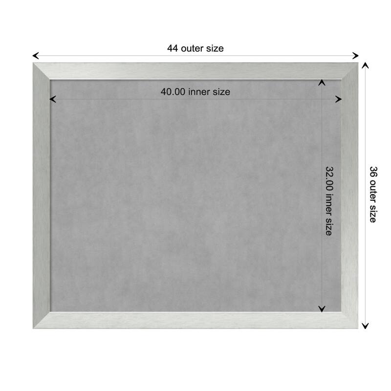 Amanti Art Brushed Sterling Silver Framed Magnetic Board - Board Size 40x32