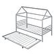 preview thumbnail 12 of 22, Twin Size Metal House Shape Platform Kids Bed with Trundle, Sleek Modern Design, Durable Frame with Rolling Trundle, Silver