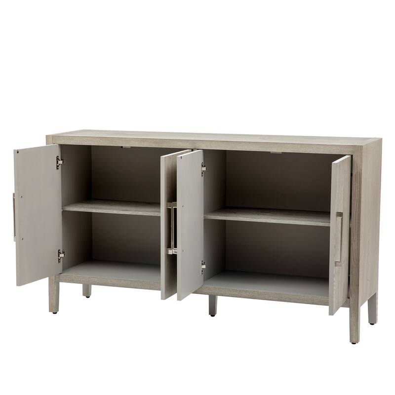 Delicate Wood Grain Storage Cabinet 4 Doors Buffet Cabinet Accent Sideboard with Adjustable Shelfs, for Study, Living Room