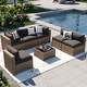 preview thumbnail 79 of 179, AOXUN Fire Pit Conversation Set Rattan Sofa Set Outdoor Furniture With Cushions Yellow-Black - 7-Piece