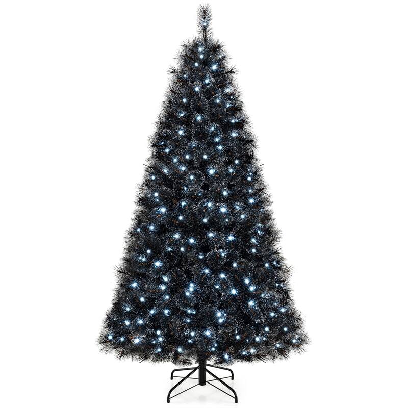 Gymax 6/7 FT Halloween Tree w/ 362/572 Branch Tips Frosted Pine - 7 Foot