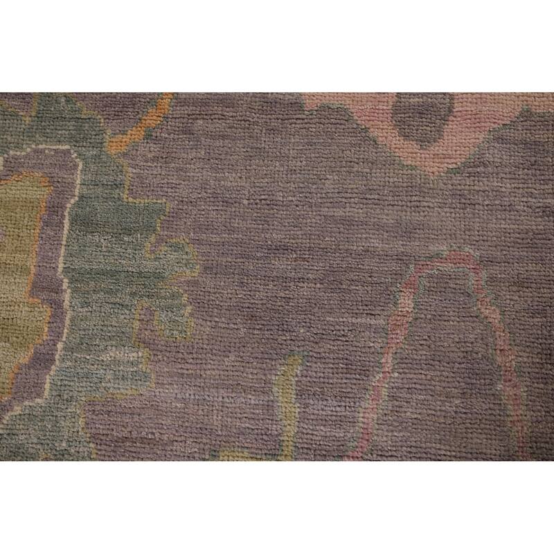 All-Over Gray Oushak Vegetable Dye Large Area Rug Handmade Wool Carpet - 10'0" x 13'9"