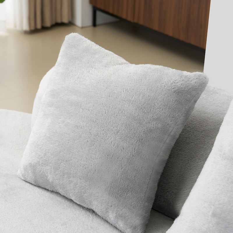 Modern And Simple Curved Flannelette Sofa.Creative Multi-Seater,With A Combination Of Pillows