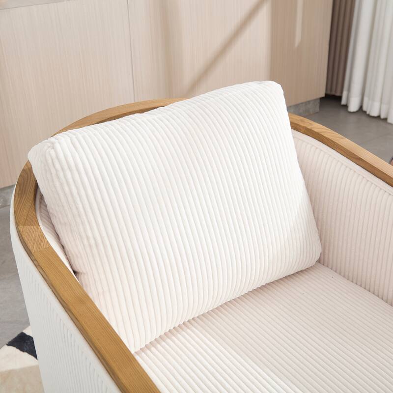 Accent Chair Sofa Chair with High-Density Foam and Curved Back, Degree Swivel Barrel Club Chair Lounge Chair