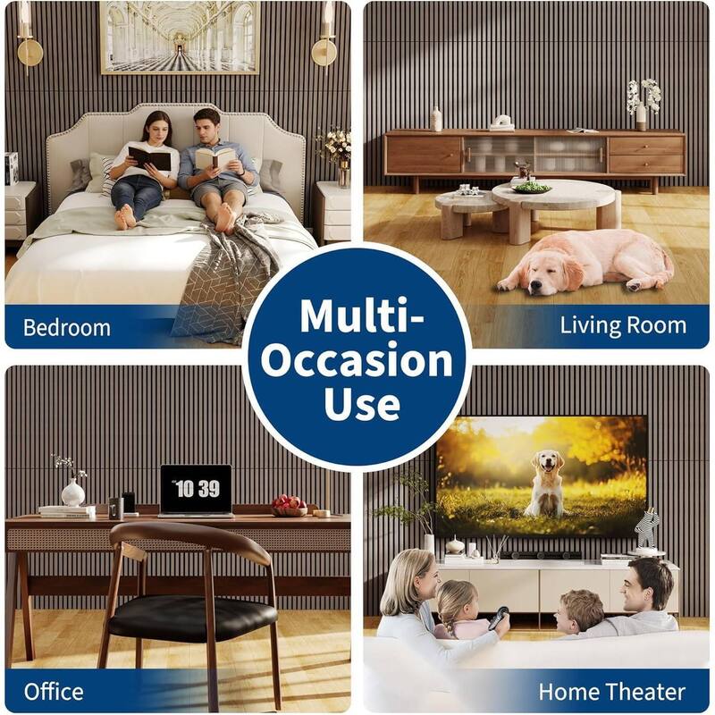 47.2" x 11.8" 3D Fluted Wood Slat Acoustic Soundproof Wall Panels for Noise Reduction