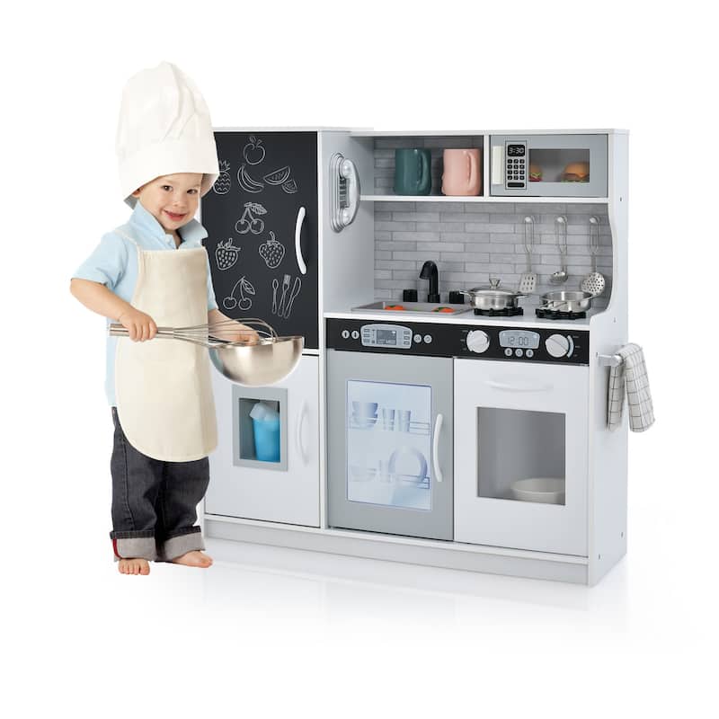Toddler Pretend Play Kitchen for Boys and Girls 3-6 Years Old - White
