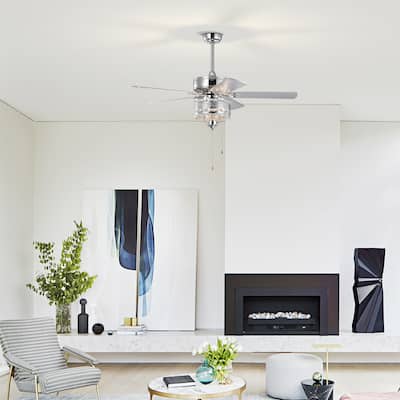 52'' Classical Crystal Ceiling Fan Lamp
