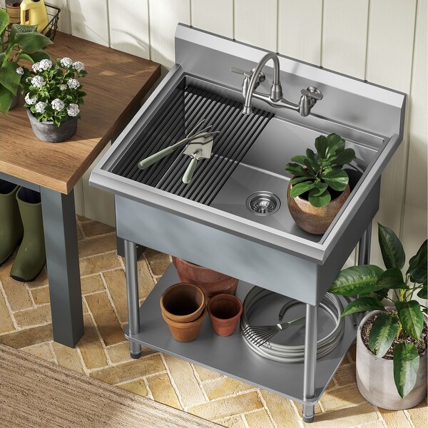 KRAUS Kore 18-Gauge Workstation Stainless Steel Utility Laundry