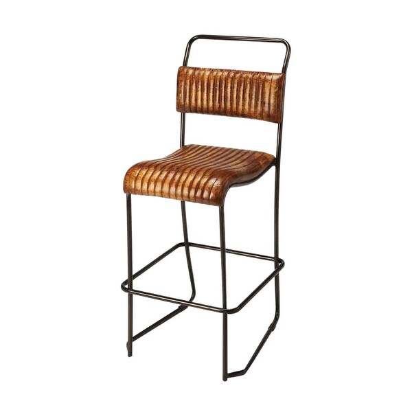 Shop Offex Vega Brown Leather Distressed Iron Bar Stool ... (600 x 600 Pixel)