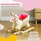 preview thumbnail 5 of 8, Kids Rocking Horse, Ride on Unicorn with Realistic Sounds, Safety Belt & Wooden Base, Plush Animal Rocker - Cream White