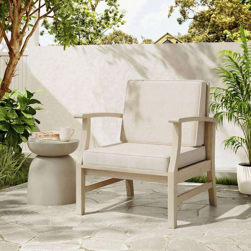 Christopher Knight Home Perla Acacia Wood Outdoor Club Chair - Light White