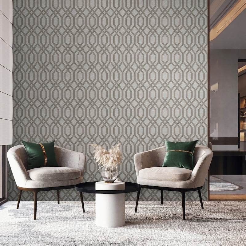 Modern Flocked Geometric Embossed Wallpaper